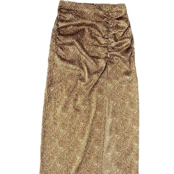 Zara Dresses & Skirts - Zara Satin Leopard Print Skirt NWT w/ side ruffle and slit